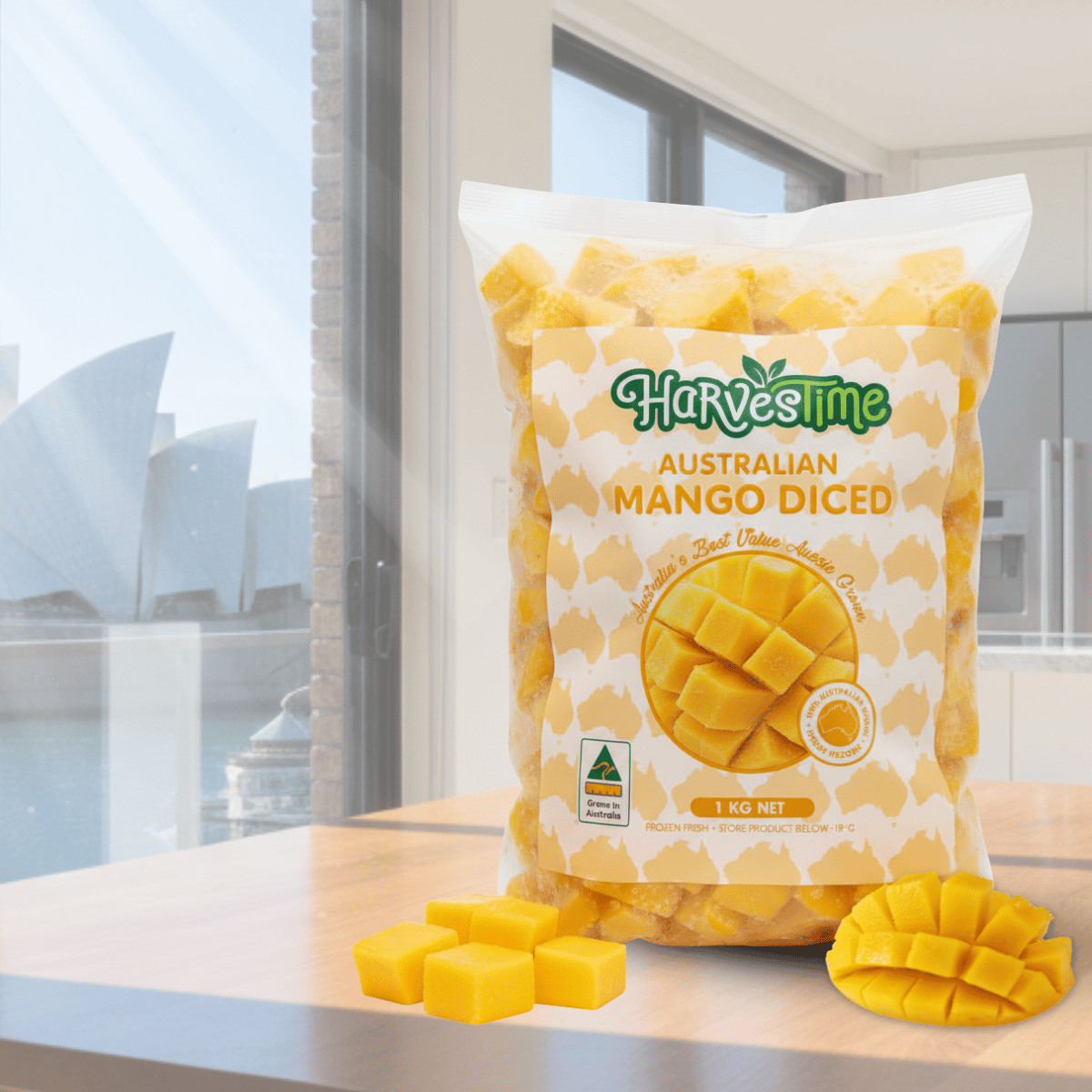 Australian Mango Diced 1kg Harvestime Australian Mango Dice 1Kg - Buy Online Sydney | Frozberries