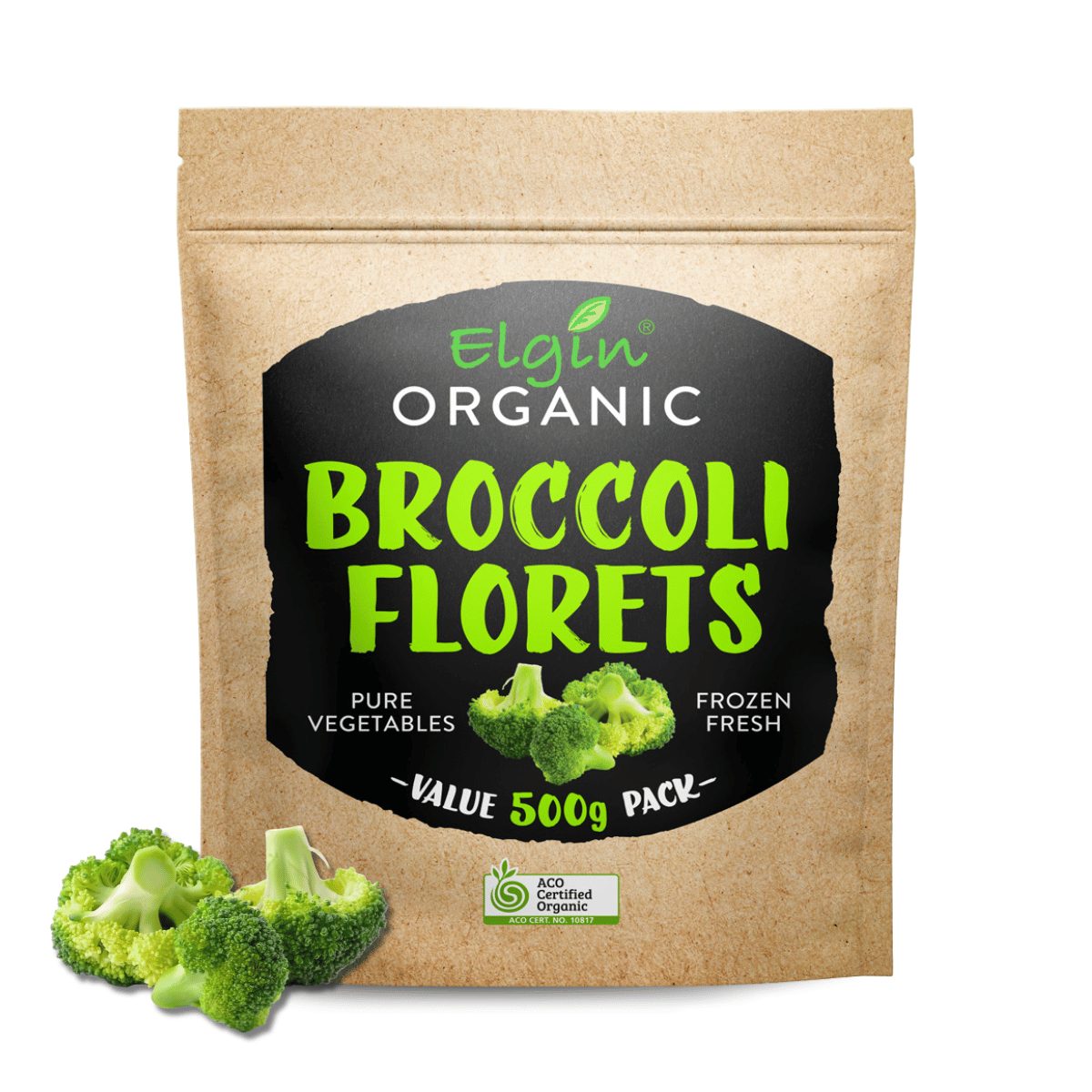 Broccoli Florets 500g (1) Elgin Organic Broccoli 500g - Buy Online Sydney | Frozberries