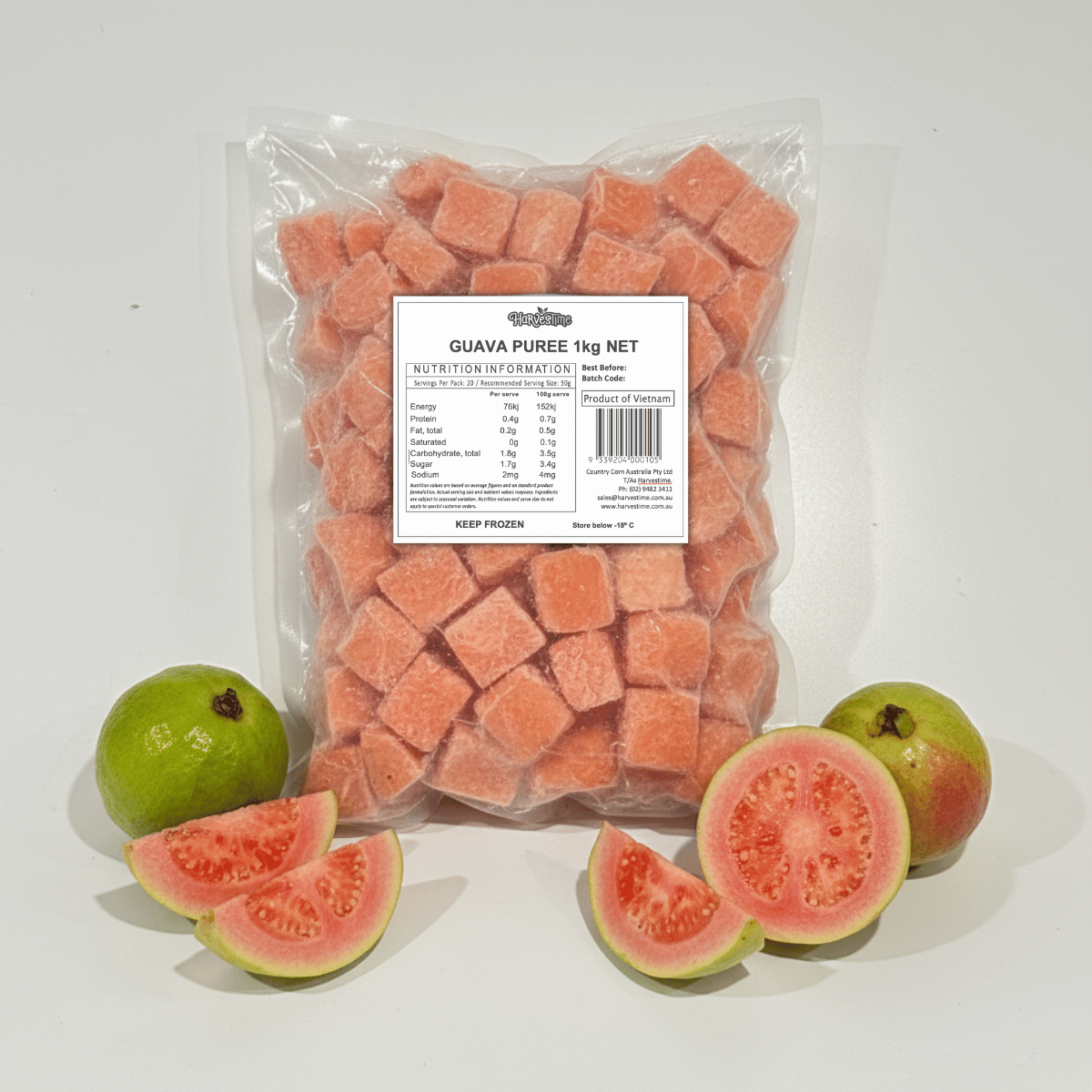 Guava Puree - Cubes Harvestime Guava Puree Cubes 1Kg - Buy Product Online Sydney NSW | Frozberries
