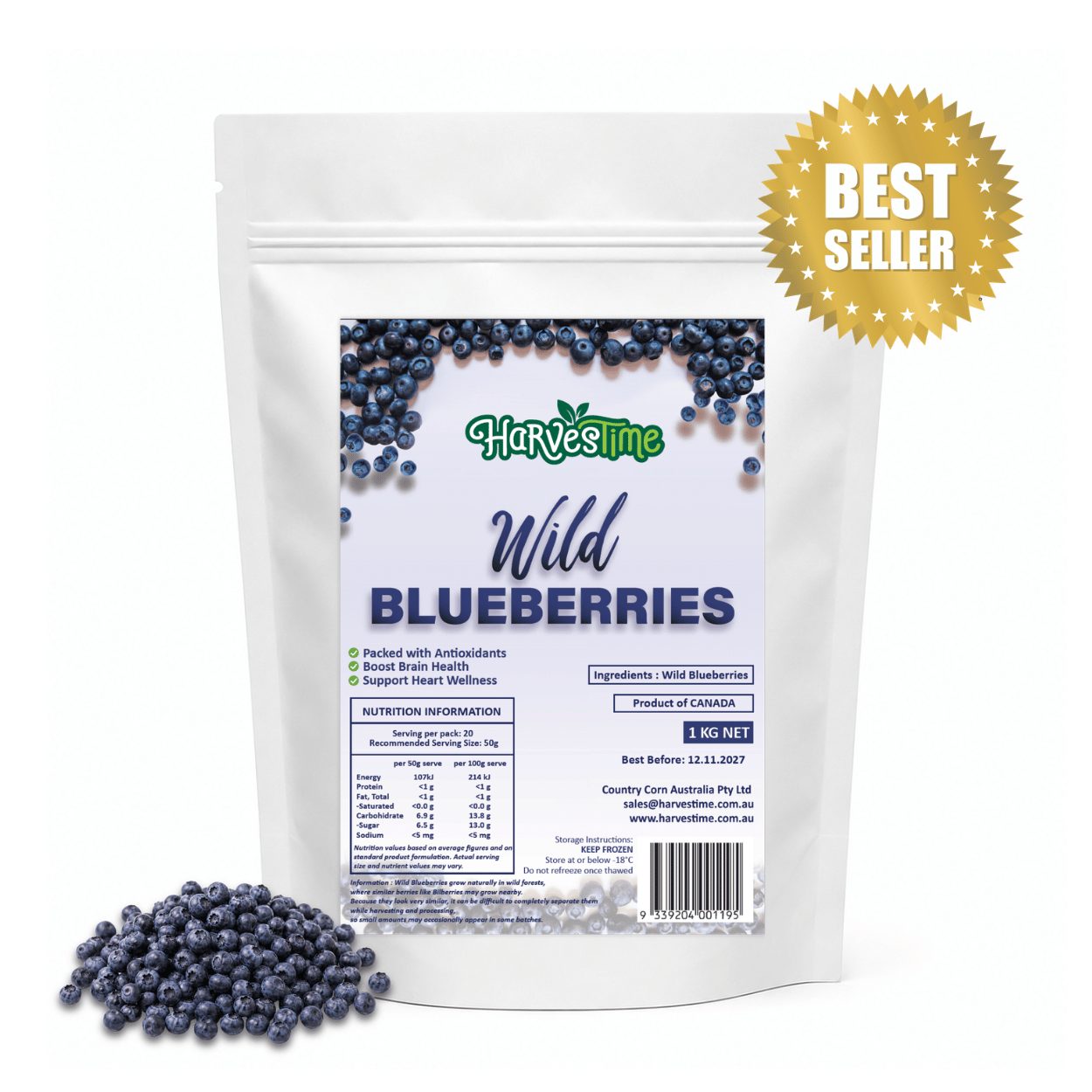 Harvestime Wild Blueberries 1Kg - Buy Online Sydney | Frozberries