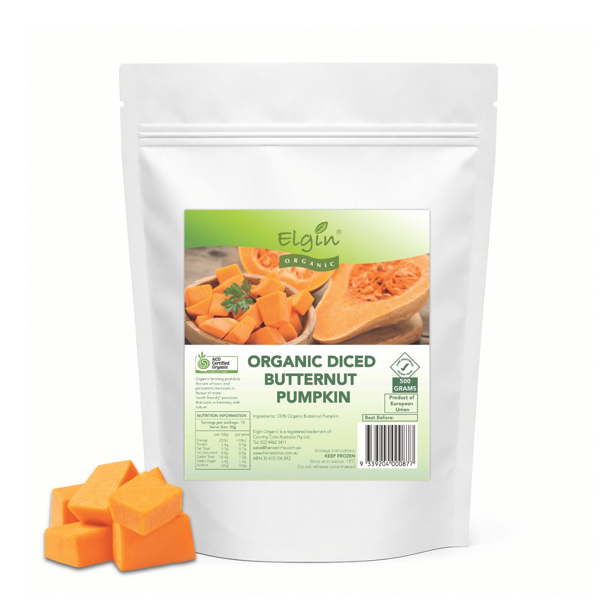 Elgin Organic Butternut Pumpkin 500g - Buy Online Sydney | Frozberries