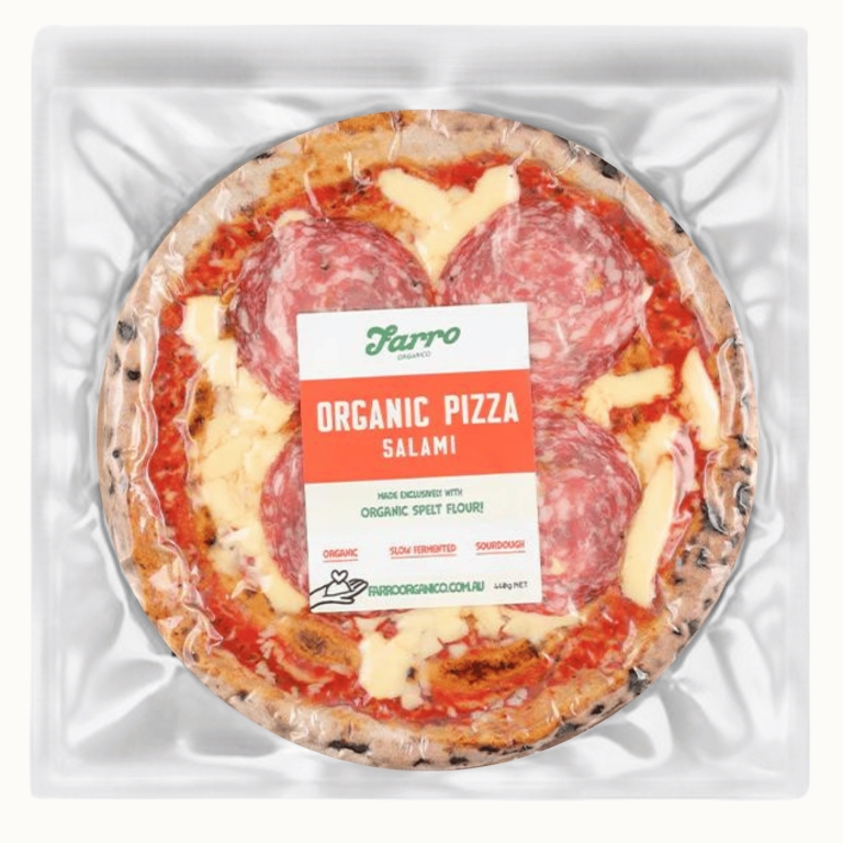 Farro Organic Spelt Pizza Salami 10 inch - Buy Online Sydney | Frozberries