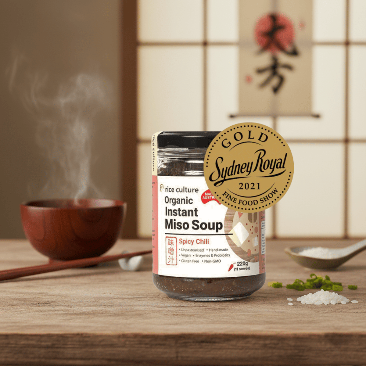 Rice Culture Organic Instant Miso Soup Spicy Chilli 220g - Buy Online Sydney | Frozberries