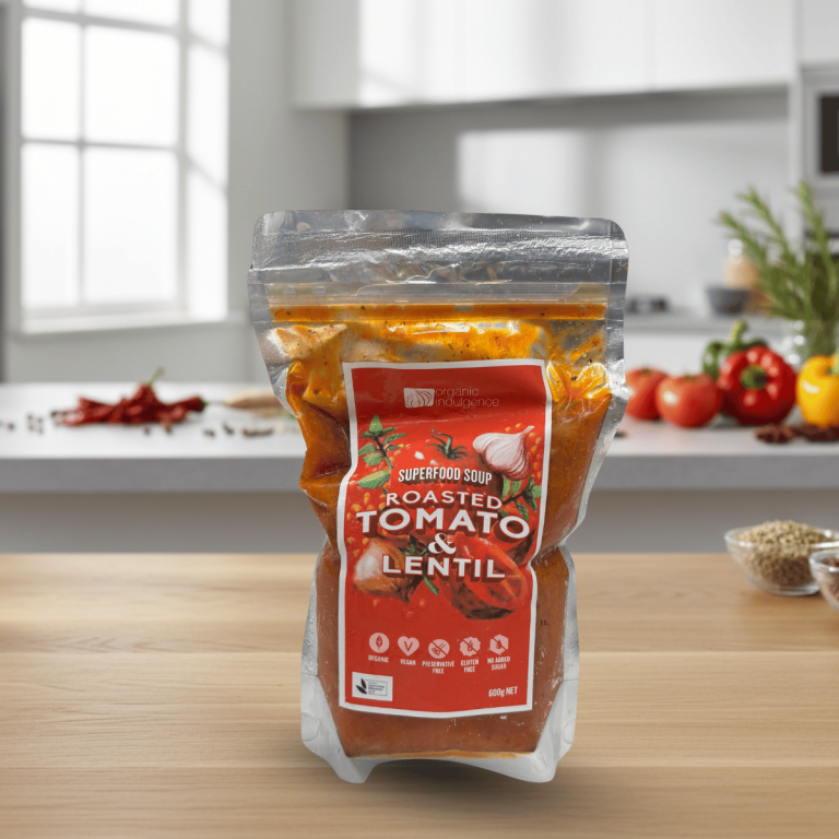 Organic Indulgence Tomato and Lentil Soup 600g - Buy Online Sydney | Frozberries
