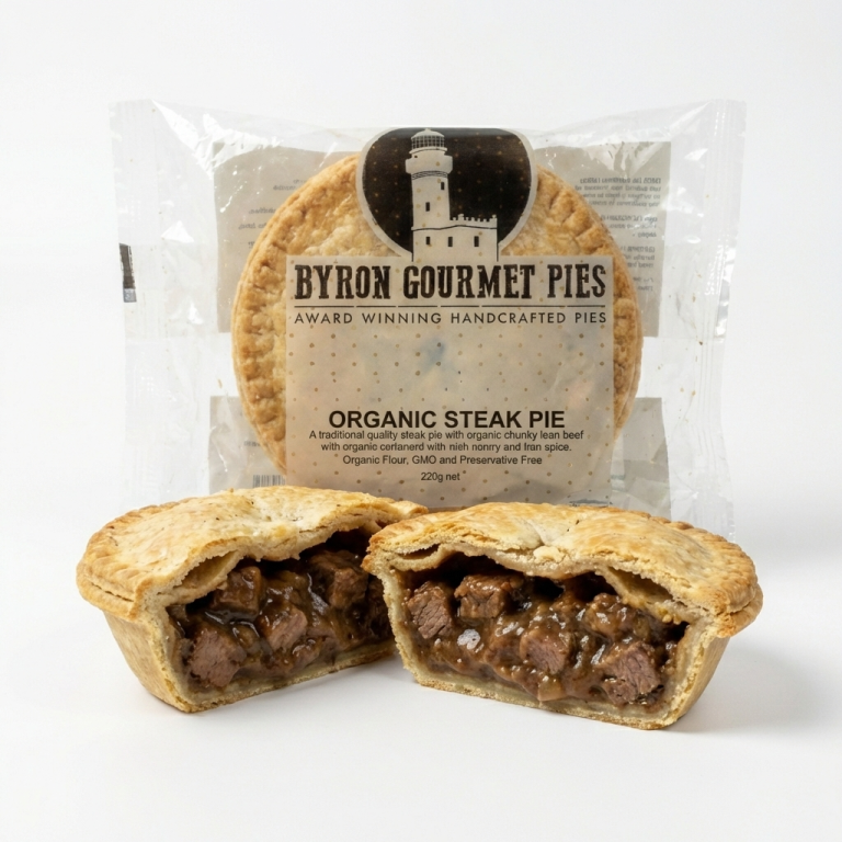 Byron Gourmet Organic Steak Pie NonCertified - Buy Product Online Sydney NSW | Frozberries
