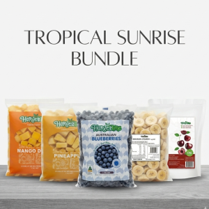 Tropical Sunrise Bundle 5×1 (Mango 1kg, Pineapple 1kg, Aussie Blueberries 1kg, Banana 1kg, Sweet Cherries 1kg) - Buy Blueberries Online Sydney NSW | Frozberries