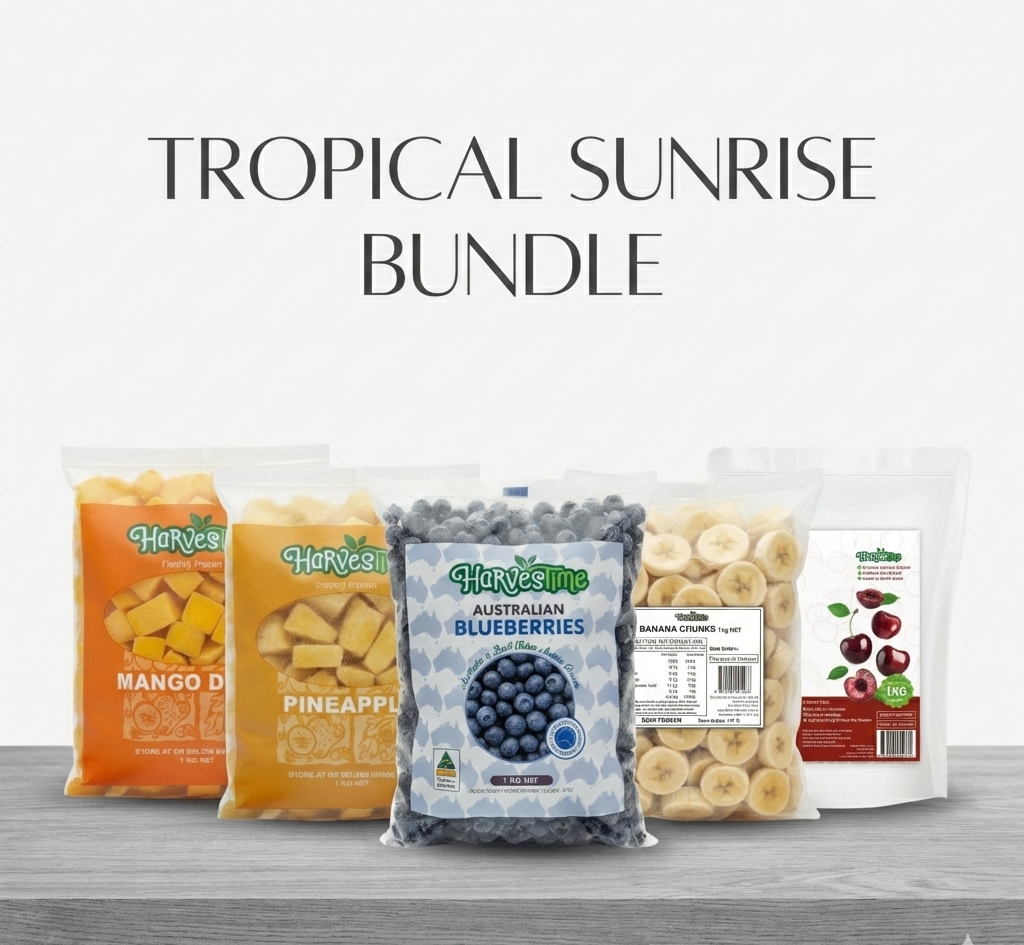 tropical-sunrise Tropical Sunrise Bundle 5×1 (Mango 1kg, Pineapple 1kg, Aussie Blueberries 1kg, Banana 1kg, Sweet Cherries 1kg) - Buy Blueberries Online Sydney NSW | Frozberries