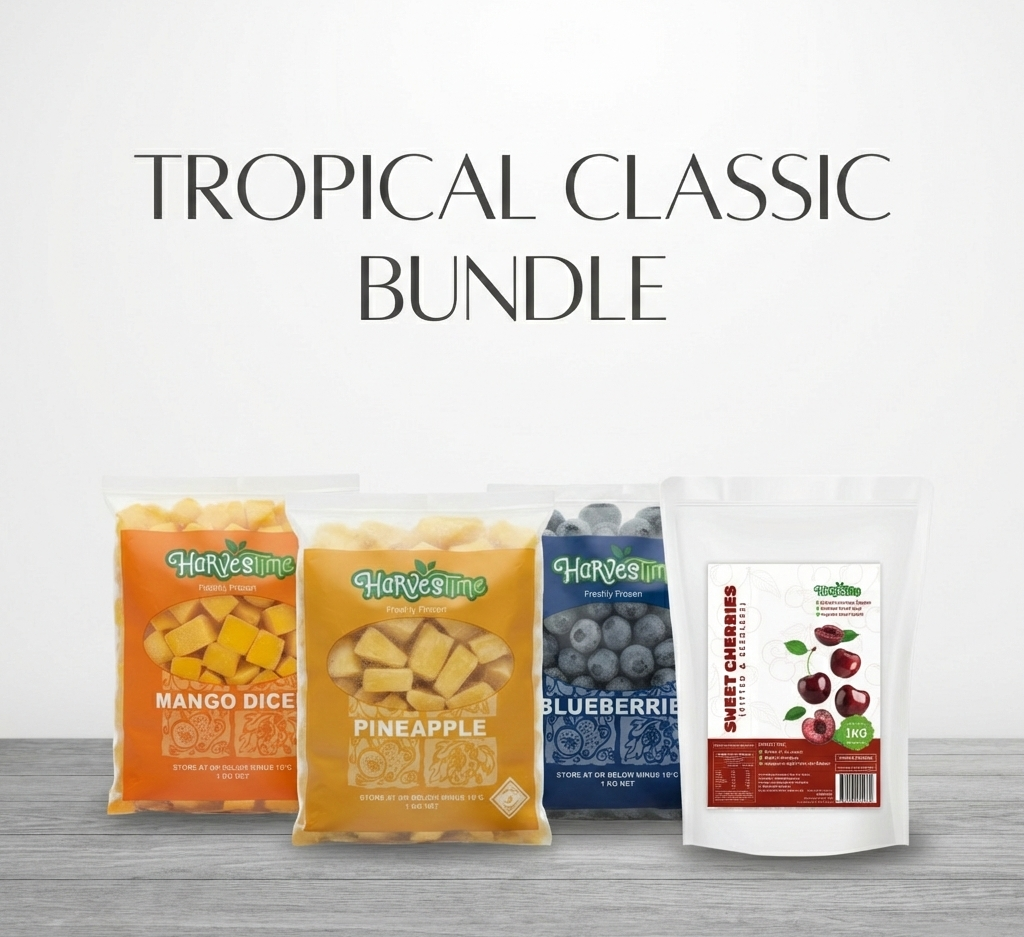 Tropical Classic Bundle 4×1 (Mango 1kg, Blueberries 1kg, Pineapple 1kg, Sweet Cherries 1kg) - Buy Blueberries Online Sydney NSW | Frozberries
