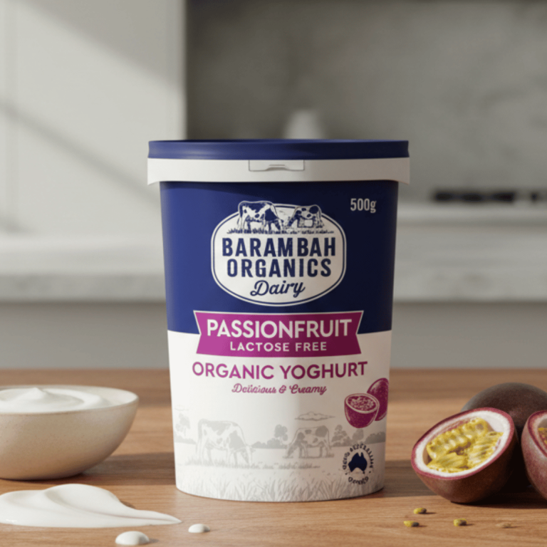 Barambah Organics Passionfruit Yoghurt 500g - Buy Online Sydney | Frozberries