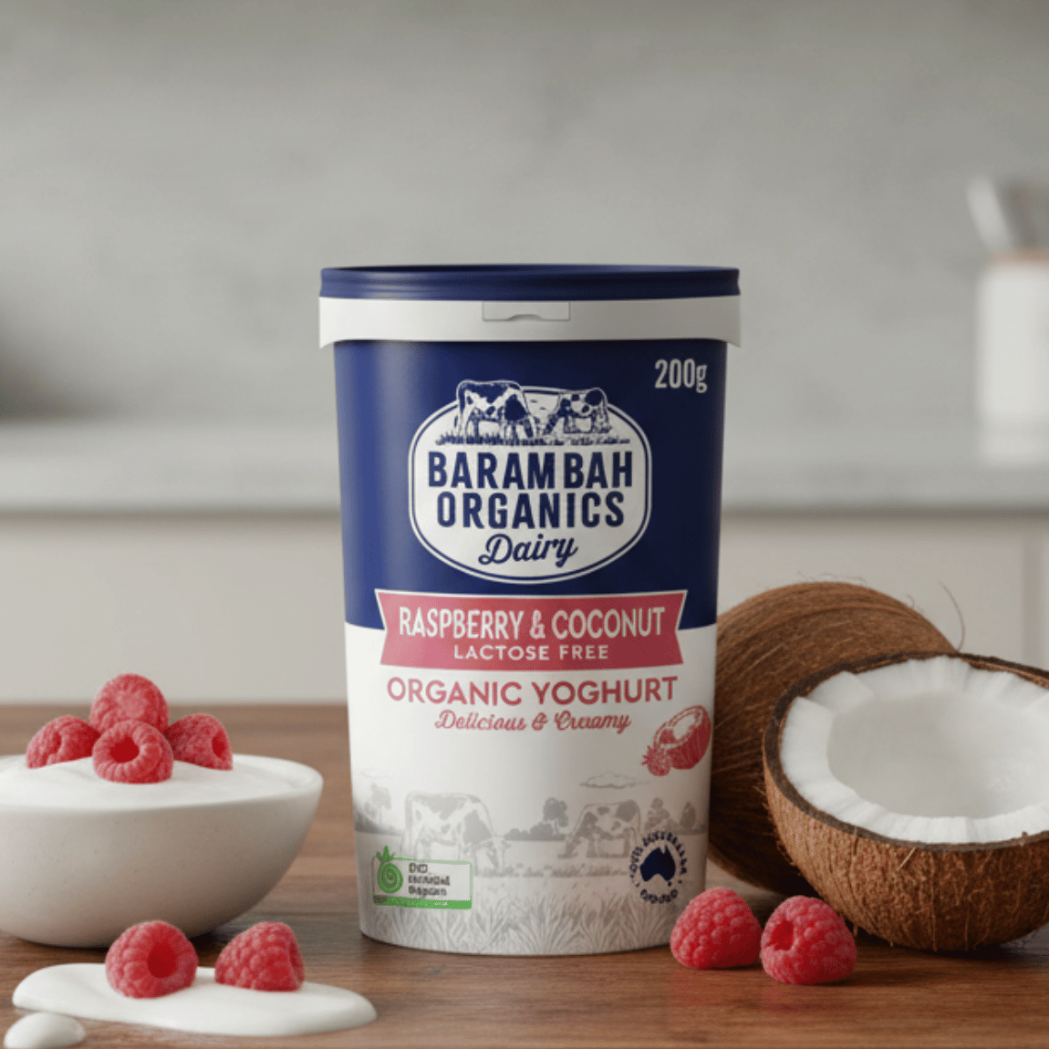 Barambah - Raspberry and Coconut Yoghurt 200g Barambah Organics Raspberry Coconut Yoghurt 200g - Buy Online Sydney | Frozberries