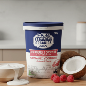 Barambah Organics Raspberry Coconut Yoghurt 500g - Buy Online Sydney | Frozberries