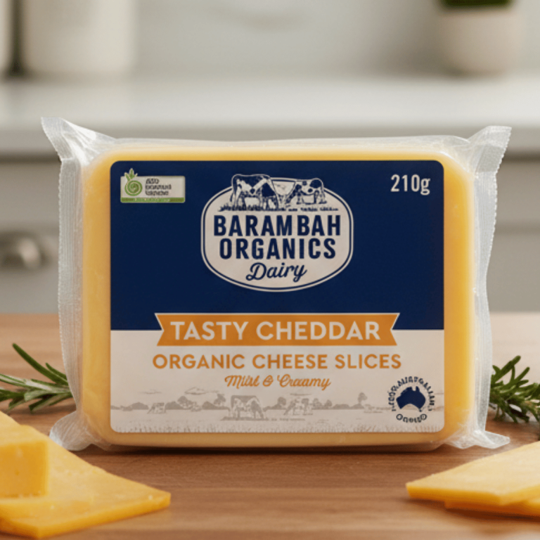 Barambah Organics Sliced Cheddar 210g - Buy Online Sydney | Frozberries