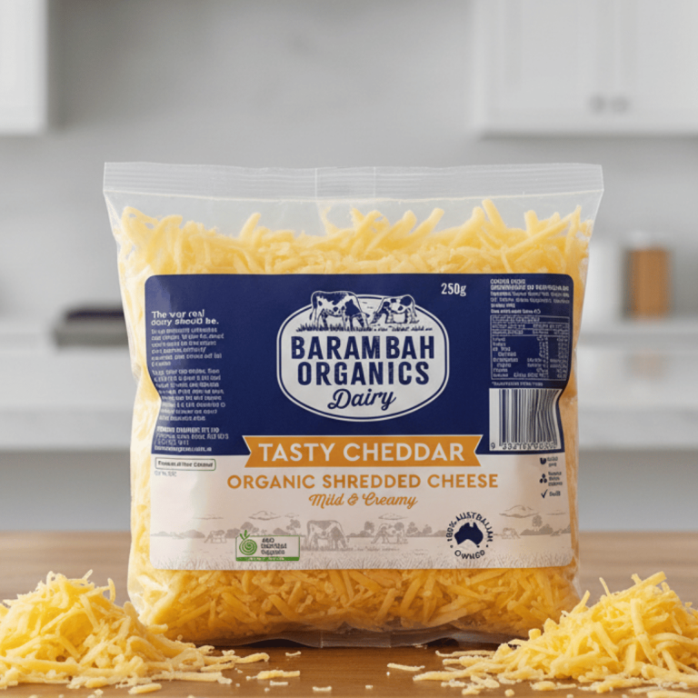 Barambah Organics Shredded Cheddar 250g - Buy Online Sydney | Frozberries