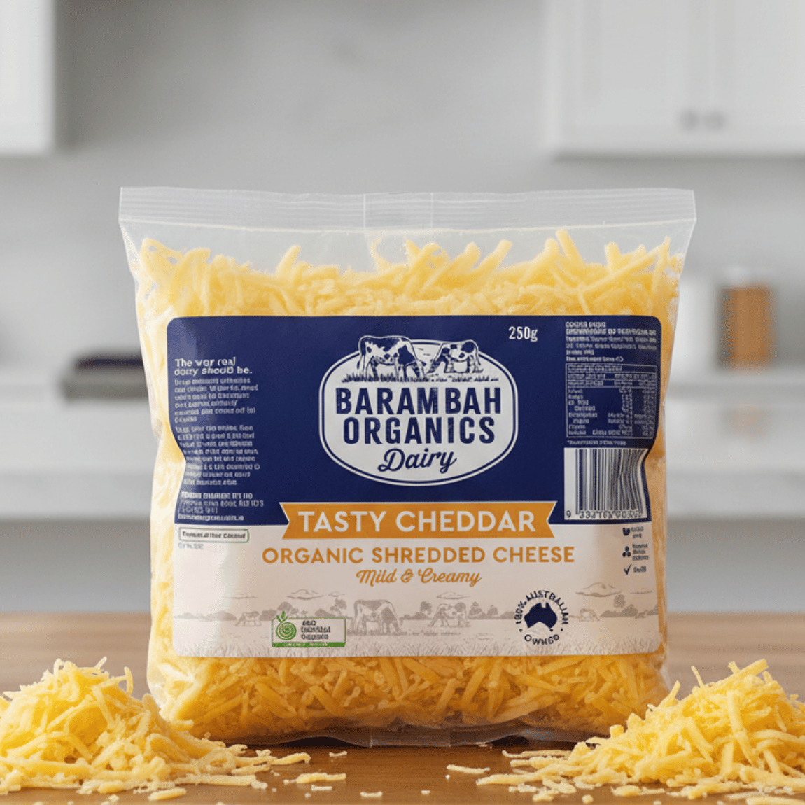 Barambah Organics Shredded Cheddar 250g - Buy Online Sydney | Frozberries