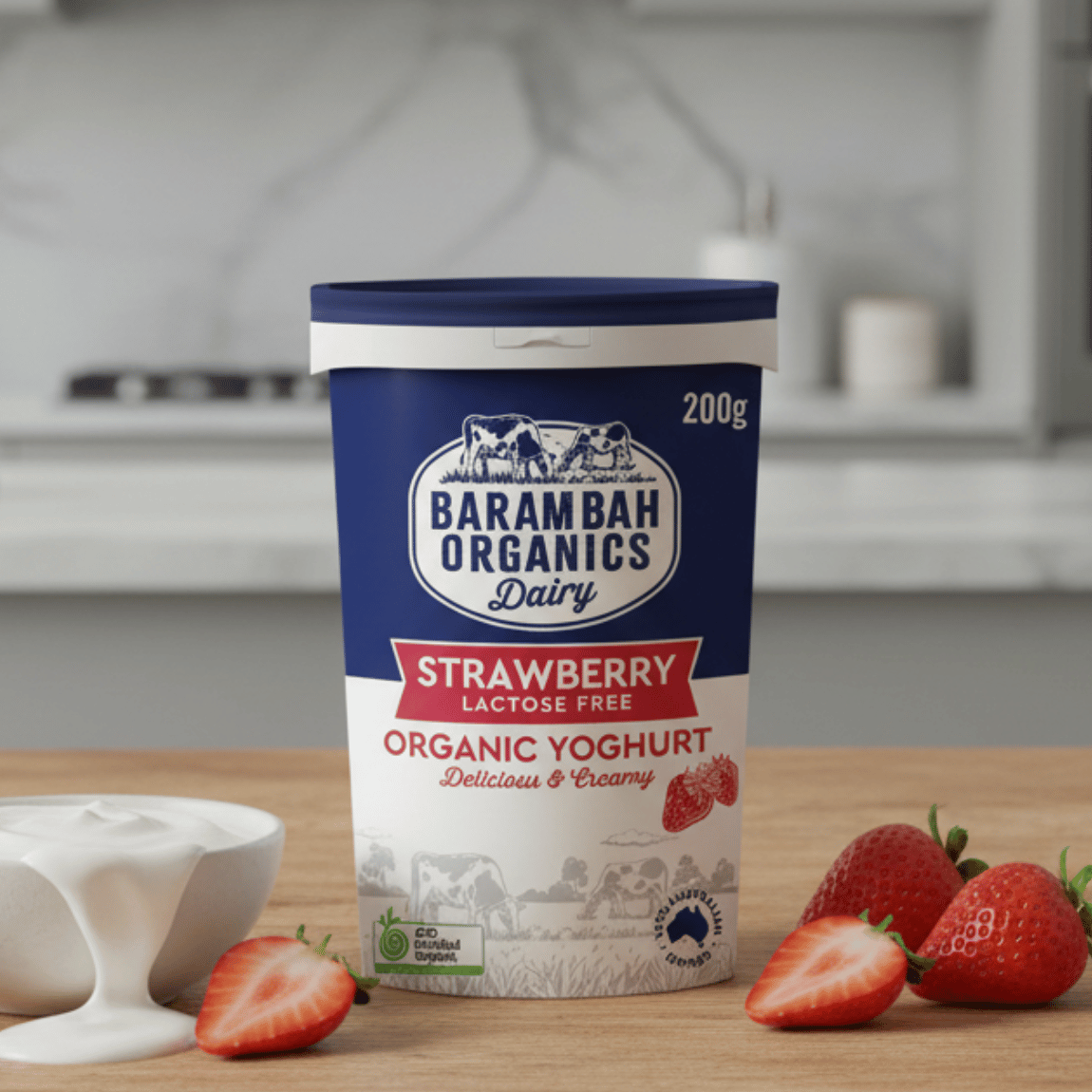 Barambah Organics Strawberry Yoghurt 200g - Buy Online Sydney | Frozberries
