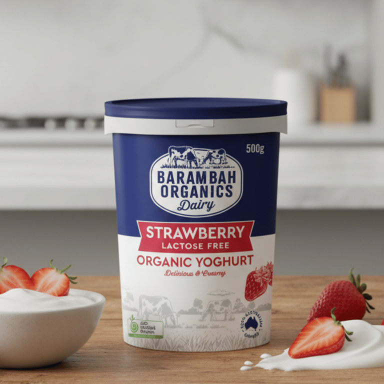 Barambah Organics Strawberry Yoghurt 500g - Buy Online Sydney | Frozberries