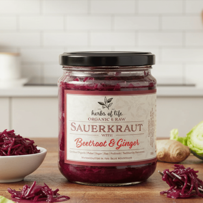 Herbs of Life Beetroot and Ginger Sauerkraut 350g - Buy Online Sydney | Frozberries