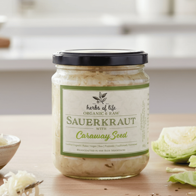 Herbs of Life Organic Caraway Seed Sauerkraut 350g - Buy Online Sydney | Frozberries