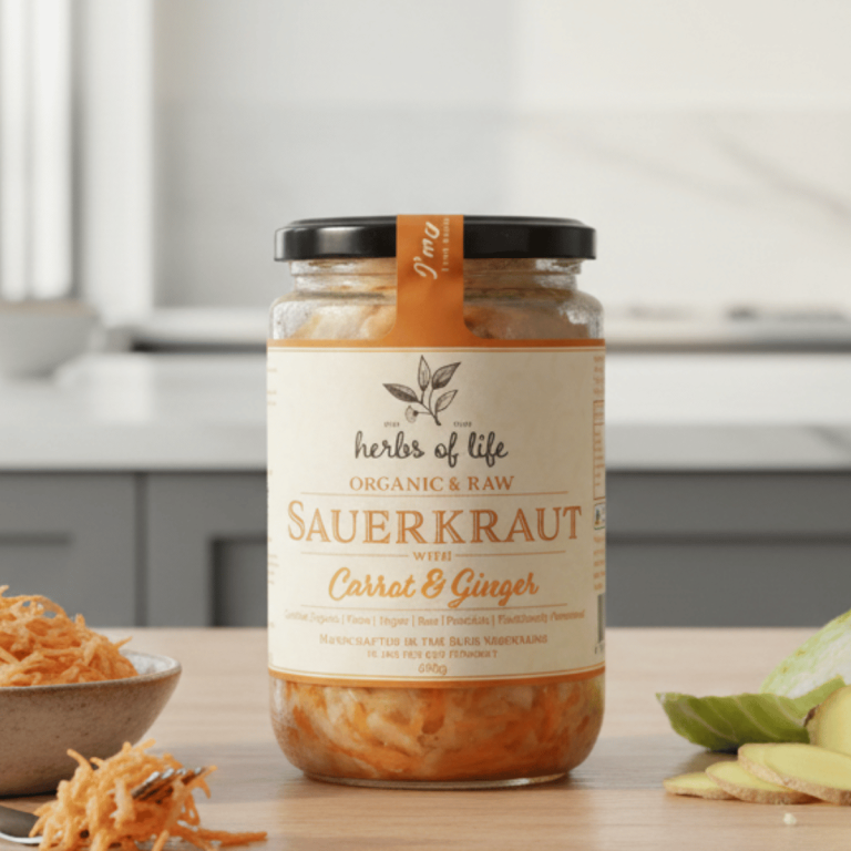 Herbs of Life Carrot and Ginger Sauerkraut 600g - Buy Online Sydney | Frozberries