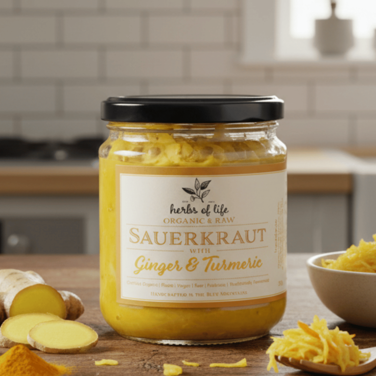 Herbs of Life Ginger and Turmeric Sauerkraut 350g - Buy Online Sydney | Frozberries