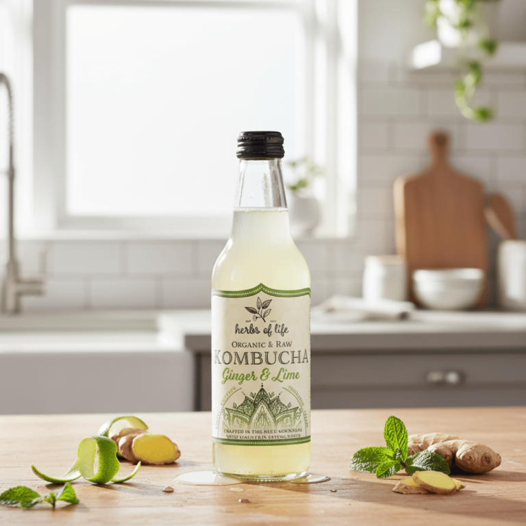 Herbs of Life Lime and Ginger Kombucha 330ml - Buy Online Sydney | Frozberries