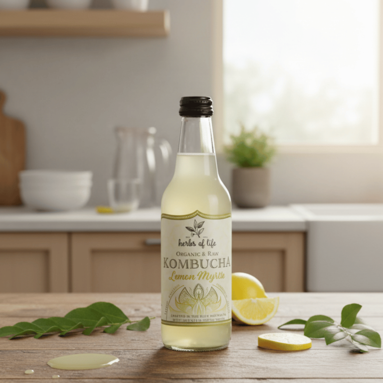 Herbs of Life Lemon Myrtle Kombucha 330ml - Buy Online Sydney | Frozberries