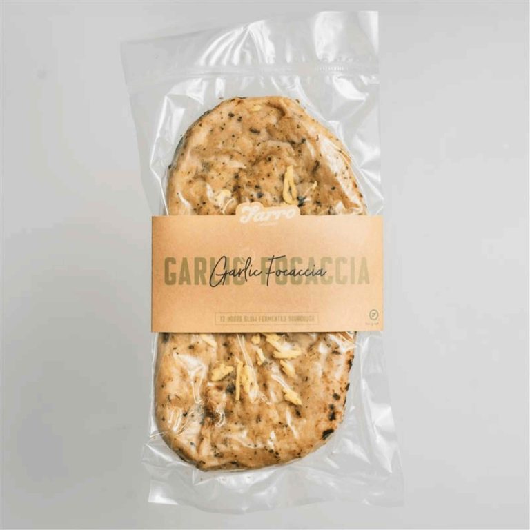 Farro Organic Spelt Garlic Focaccia 264g - Buy Online Sydney | Frozberries
