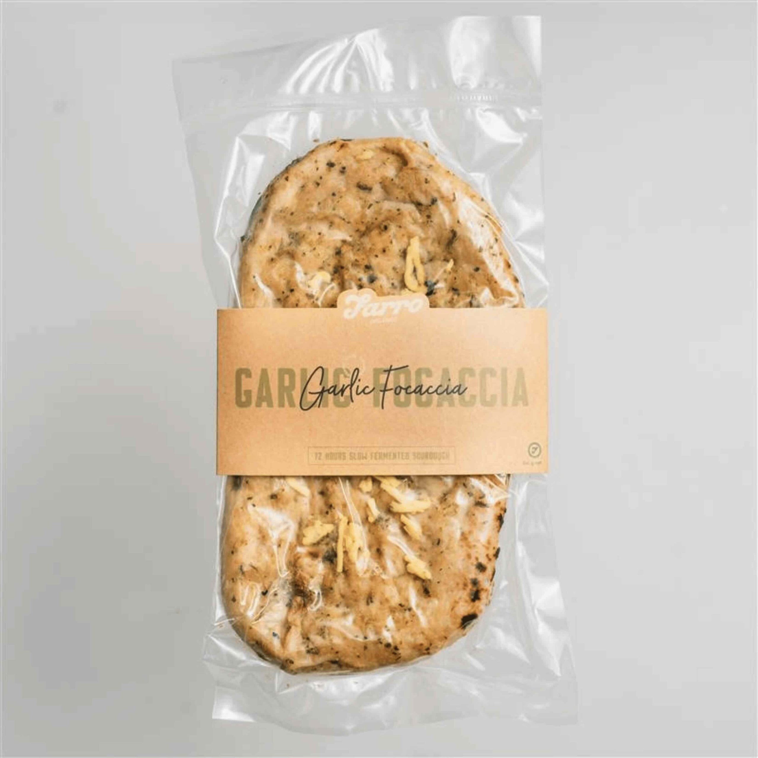 Farro Organic Spelt Garlic Focaccia 264g - Buy Online Sydney | Frozberries